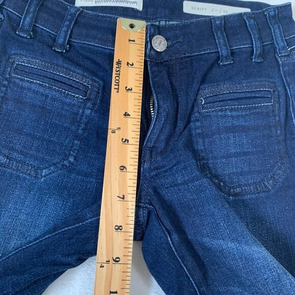 Pilcro and the letterpress dark wash high rise script flare denim stretch jeans - Picture 10 of 11